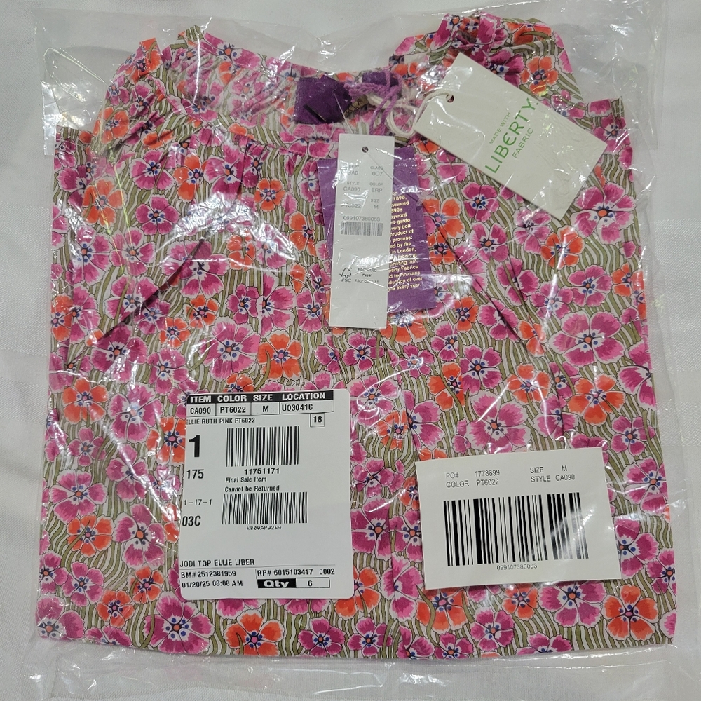 J Crew Tie-shoulder top in Liberty® Ellie fabric CA090 NWT - Picture 3 of 7